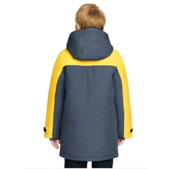 Quicksilver Youth Boys Hooded Parka Blue/Yellow Size Small New With Tags - Picture 2 of 5